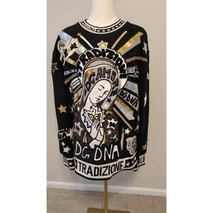 Dolce & Gabbana Baroque Maria DG DNA Tradizione Embellished Oversize Sweater